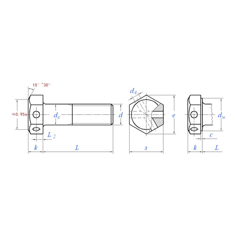 GOST 7796 (-3):1970 Type 3 Hex Head Drilled Head Bolt