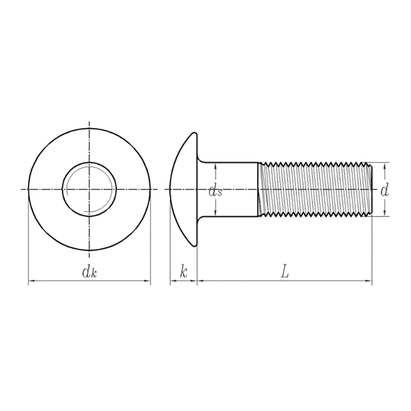 ASME/ANSI B18.5 (T1):2012 Inch Series Round Head Bolt