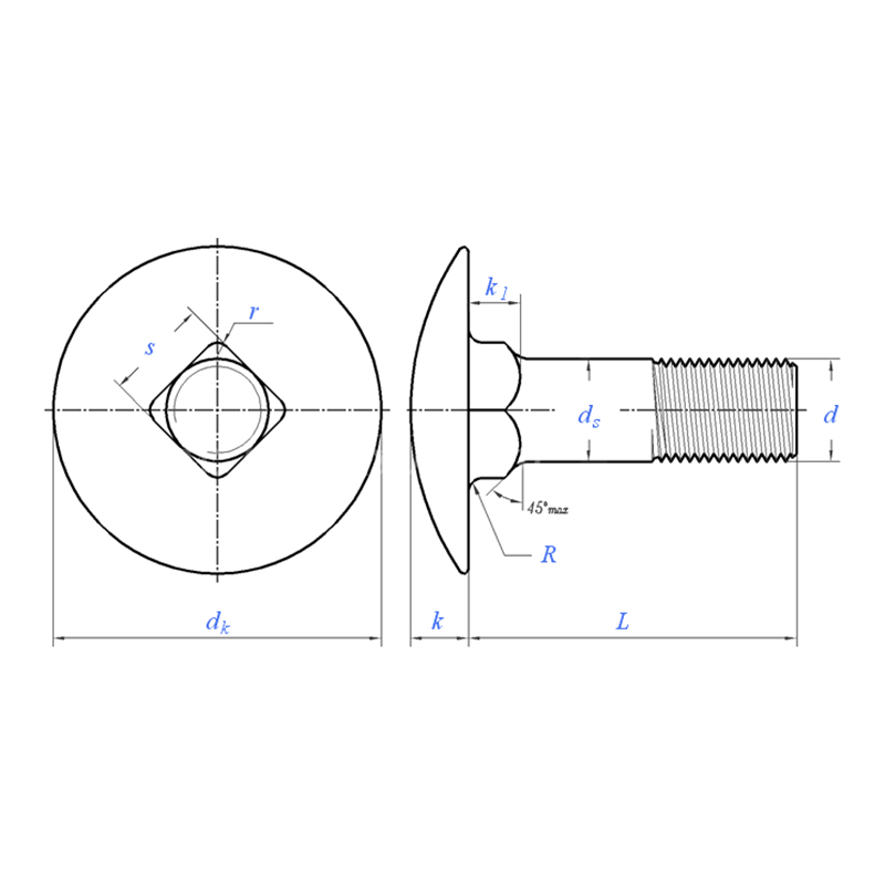 ASME/ANSI B18.5 (T6):2012 Inch Series Large Round Head Shoulder Bolt