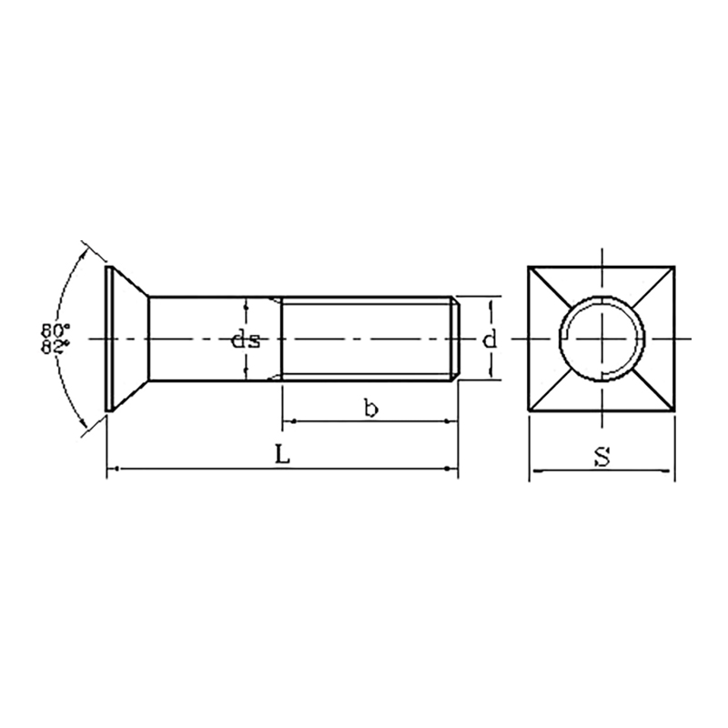 ASME/ANSI B18.9:2007 Square Countersunk Head Bolt