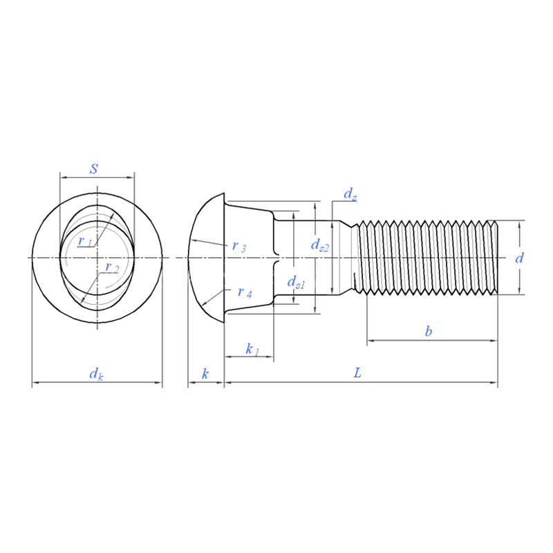ASME B18.10:2006 Round Head Bolt
