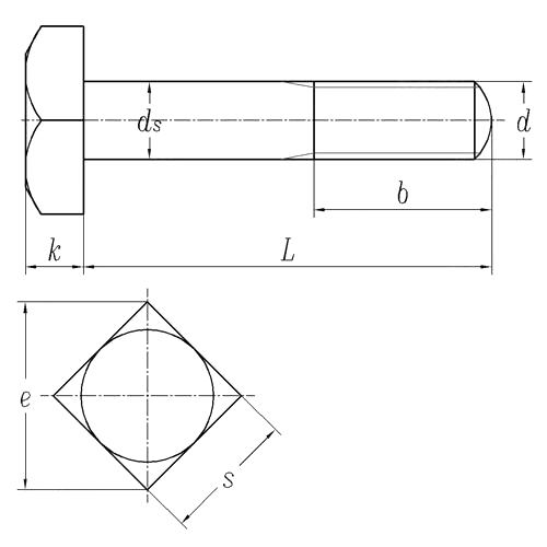 DIN 21346:1989 Square Head Bolt