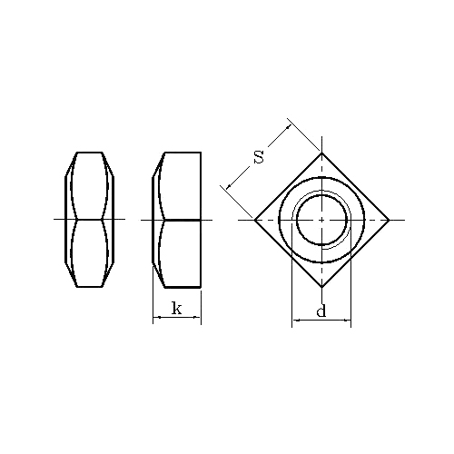ASME/ANSI B18.2.2 (T2):2010 Square Nut