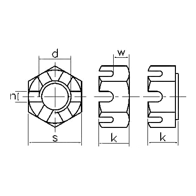 ASME/ANSI B18.2.2 (T5):2010 Hexagon Slotted Nut
