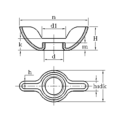 ASME/ANSI B18.6.9:2010 Low Type Wing Nut
