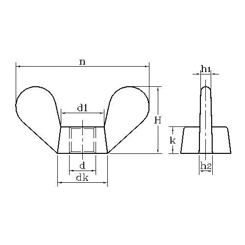ASME/ANSI B18.6.9:2010 Low Type Round Wing Nut