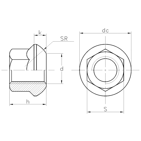 DIN 74361-2 (A):1982 Type A Wheel Spherical Flange Nut