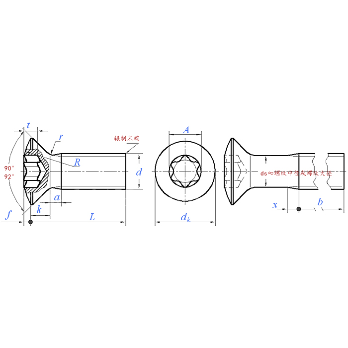 DIN EN ISO 14584:2011 Oval Countersunk Head Torx Screw