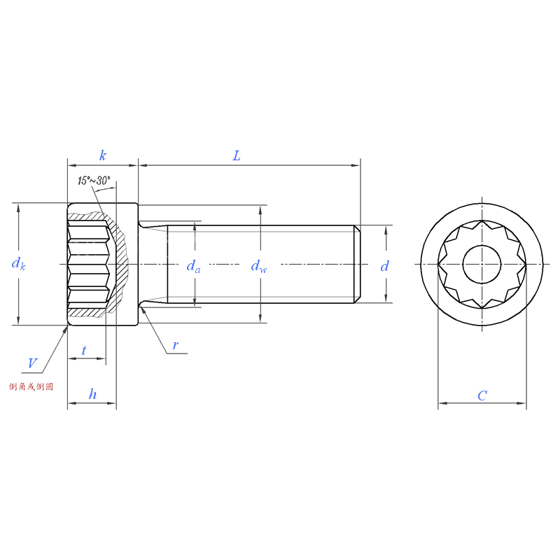 DIN 34821:2005 Socket Head Cap Internal 12-Point Drive Screw