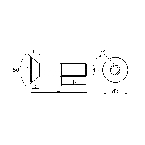 ASME/ANSI B18.6.3:2010 Countersunk Head Square Drive Screw