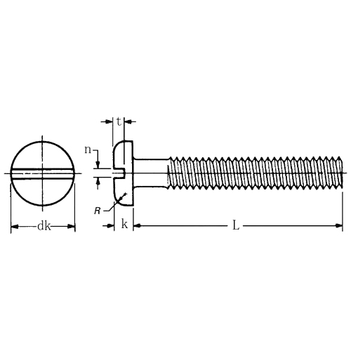 ASME/ANSI B18.6.3:2010 Pan Head Slotted Screw