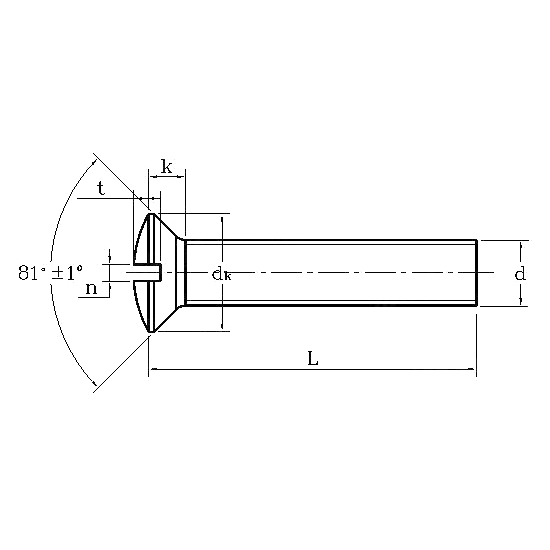 ASME/ANSI B18.6.3:2010 Oval Countersunk Head Slotted Screw