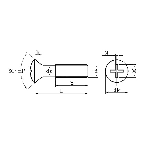 ASME/ANSI B18.6.7M:1998 Metric Oval Countersunk Head Phillips Screw