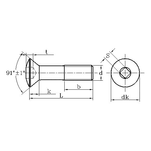 ASME/ANSI B18.6.7M:1998 Metric Oval Countersunk Head Square Drive Screw