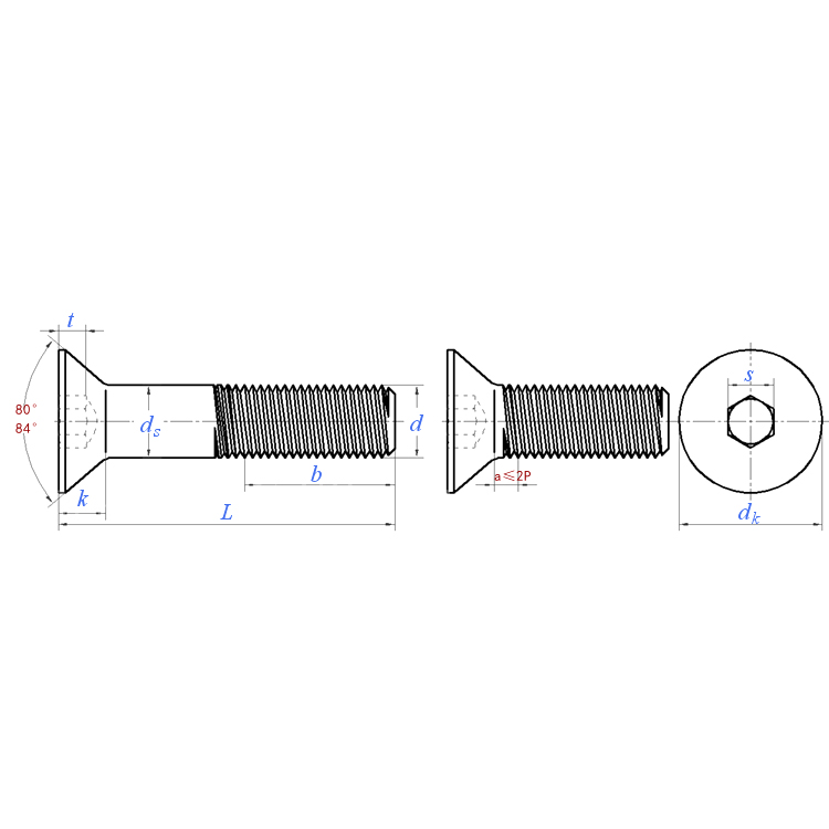 ASME B18.3 (T8):2012 Countersunk Head Hex Socket Screw
