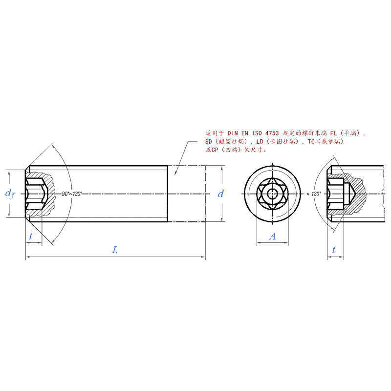 DIN 34827:2016 Torx Set Screw