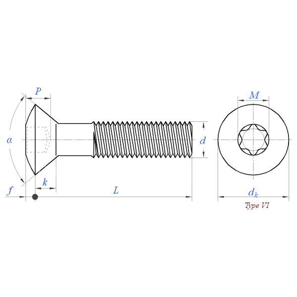 ASME B18.6.3 (H2B-VI):2024 Oval Countersunk Head Torx Screw