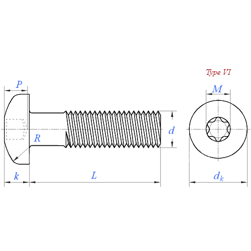 ASME B18.6.3 (H5C-VI):2024 Pan Head Torx Screw