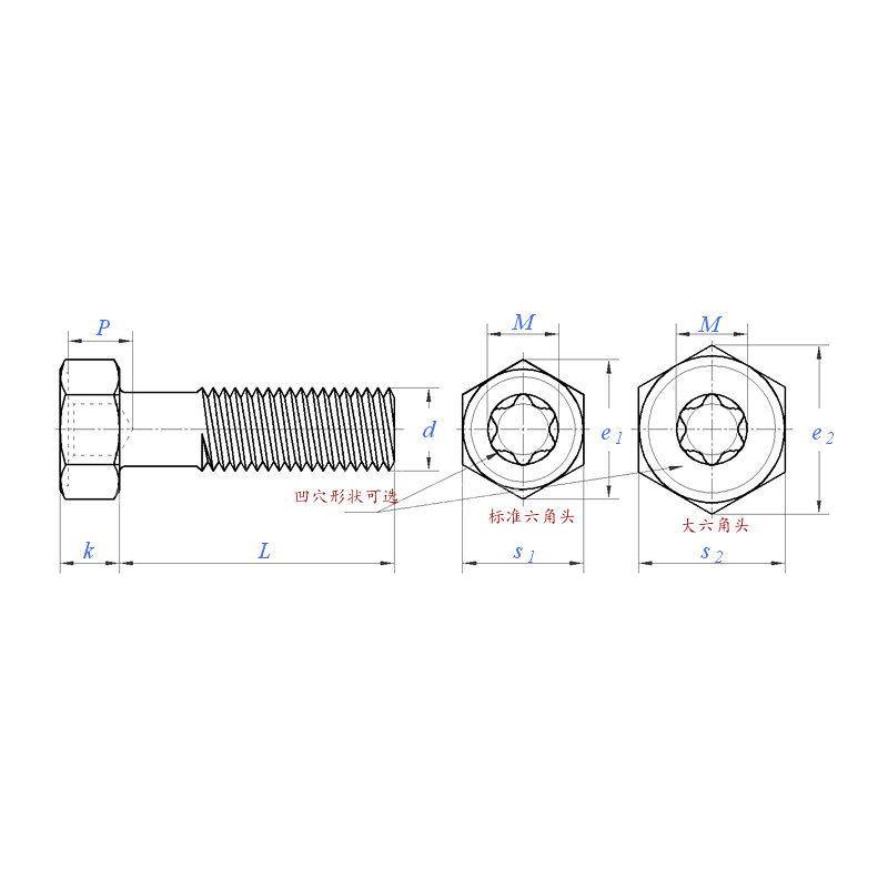 ASME B18.6.3 (H9B-VI):2024 Hex Head Heavy Hex Torx Screw