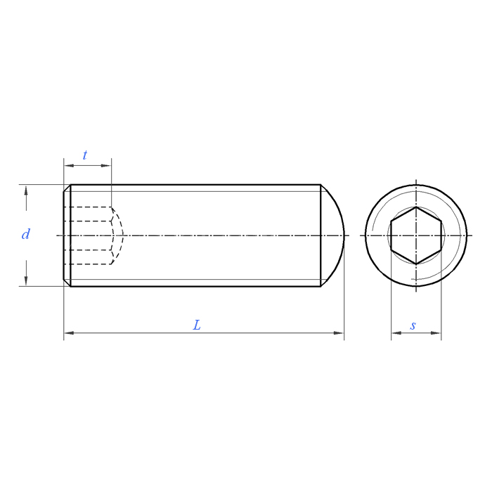 ASME B18.3 (T14 OVAL):2012 Hex Socket Oval Point Set Screw
