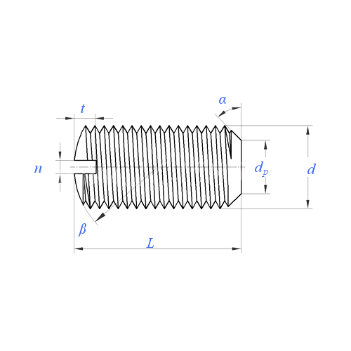 ASME/ANSI B18.6.2 (T5-flat):1998 Slotted Flat Point Set Screw