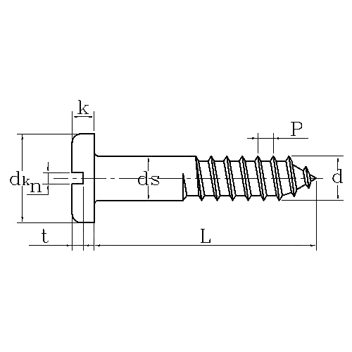 ASME/ANSI B18.6.1 (T10):1997 Pan Head Slotted Wood Screw