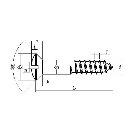 ASME/ANSI B18.6.1 (T6):1997 Oval Countersunk Head Slotted Wood Screw