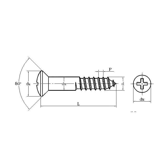 ASME/ANSI B18.6.1 (T7):1997 Oval Countersunk Head Phillips Wood Screw