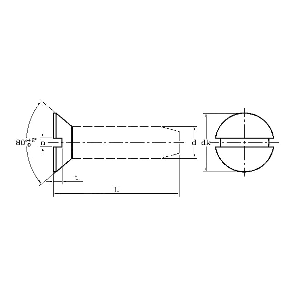 ASME/ANSI B18.6.3:2010 Countersunk Head Slotted Tapping Screw