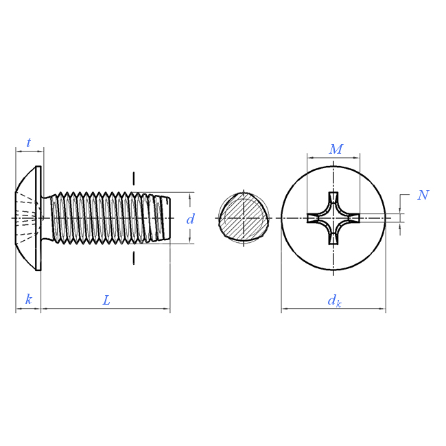 ASME B18.6.4:1998 Truss Head Phillips Thread Forming Lock Screw