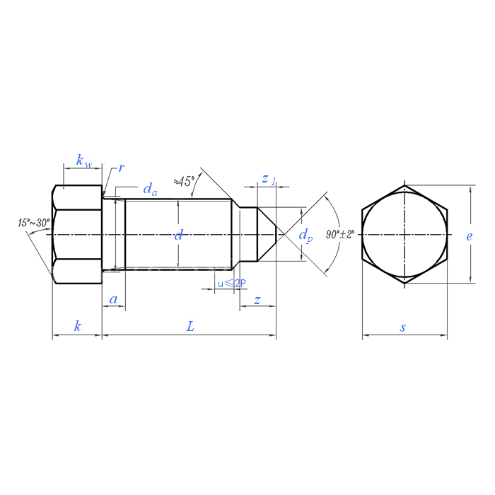 DIN 564:1995 Small Hex Head Cone Point Set Screw