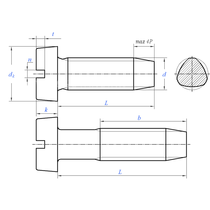 DIN 7500 (AE):2000 AE Type Socket Head Cap Slotted Thread Forming Lock Screw