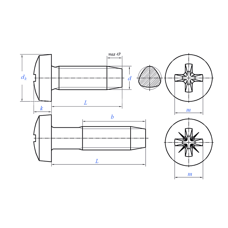 DIN 7500 (CE):2007 Pan Head Phillips Thread Forming Lock Screw