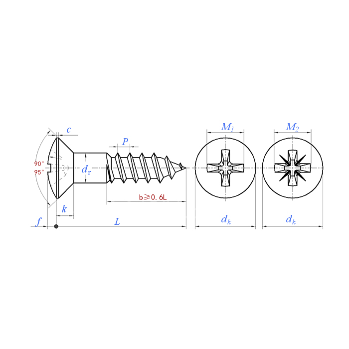 DIN 7995:2016 Oval Countersunk Head Phillips Wood Screw