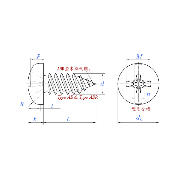 ASME B18.6.3 (H5D-I+T1A):2024 Pan Head Combination Phillips ABR Tapping Screw