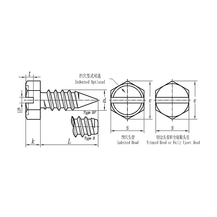 ASME B18.6.4:1998 Slotted Hex Head Tapping Screw